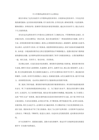 中小学教师远程培训学习心得体会