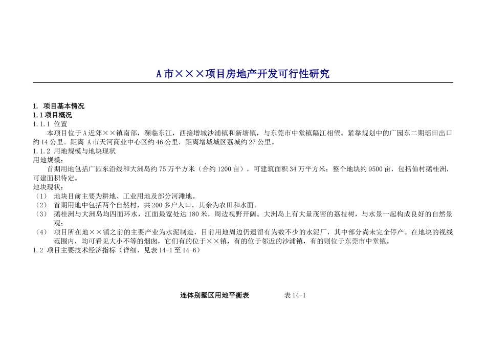 A市XX项目房地产开发可行性研究_第1页