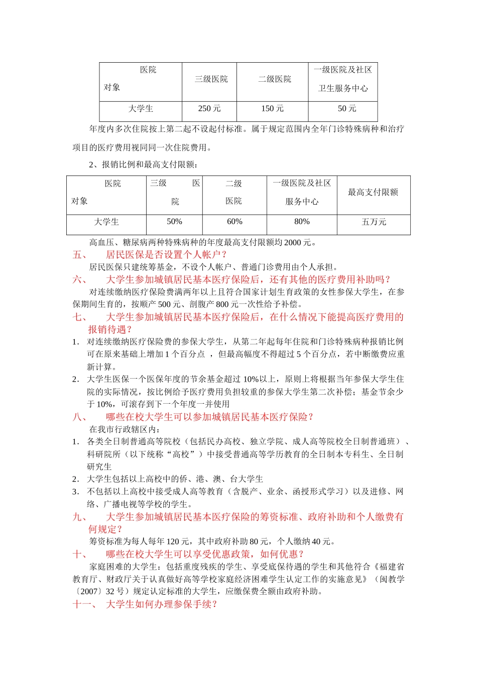 泉州市在校大学生参加城镇居民基本医疗保险政策问答-210_第2页