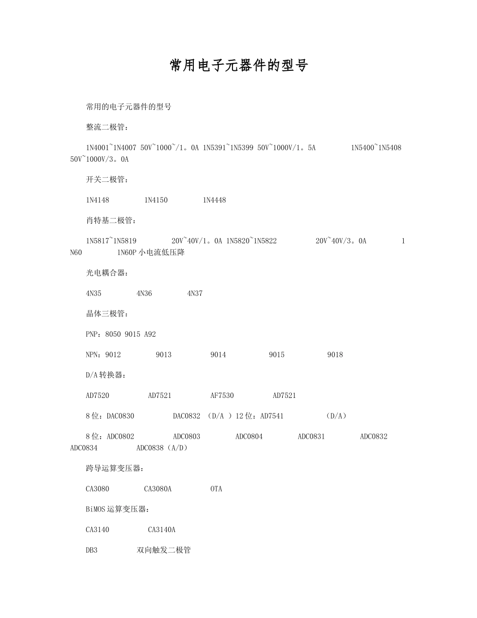 连接器 东莞皆瑞鹏 常用电子元器件的型号_第1页
