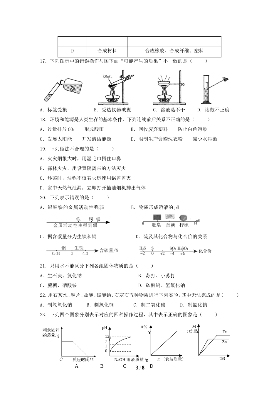 中考化学模拟试题_第3页