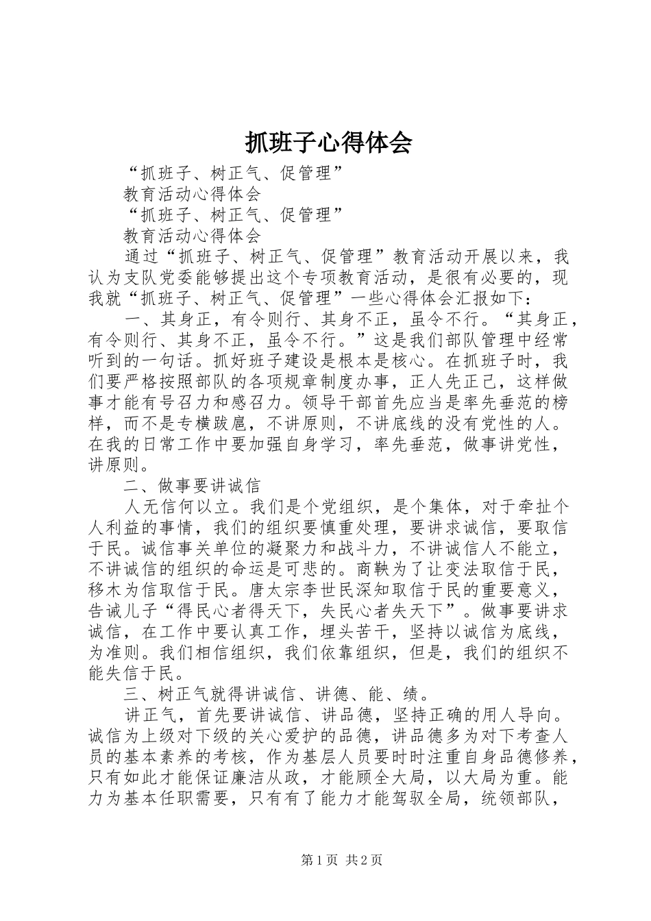 抓班子心得体会_第1页