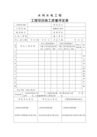 水利水电工程评定表