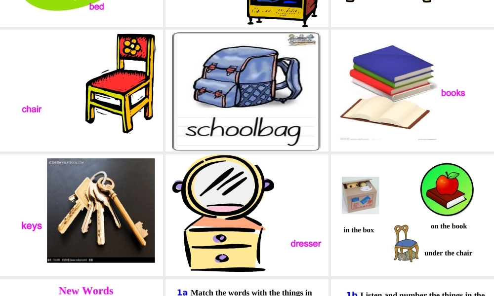 阳高三中人教版七年级上册英语unit4Where'smyschoolbagsectionA1a-1c课件
