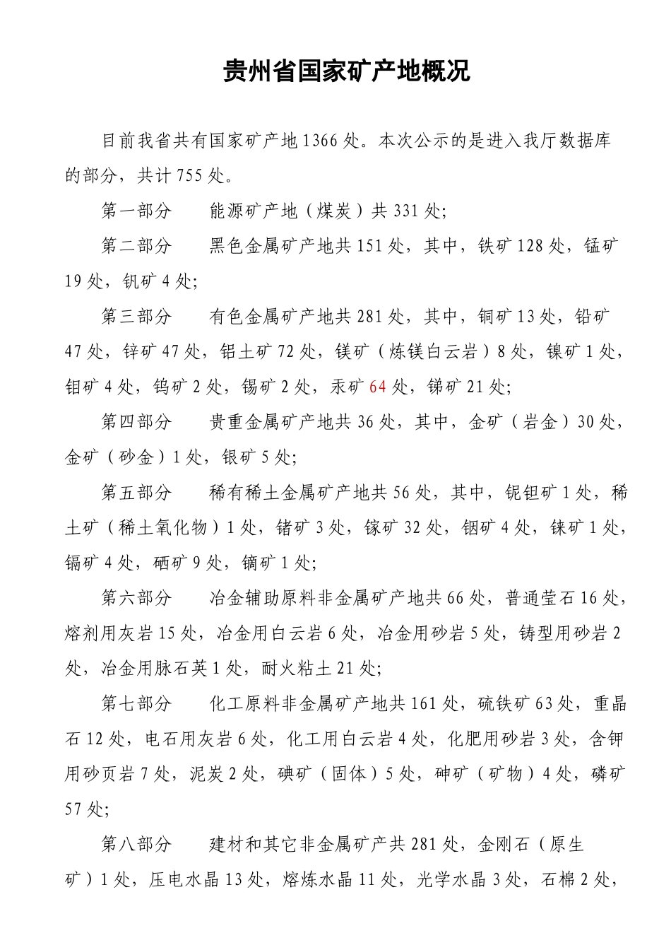 贵州省国家矿产地概况_第1页