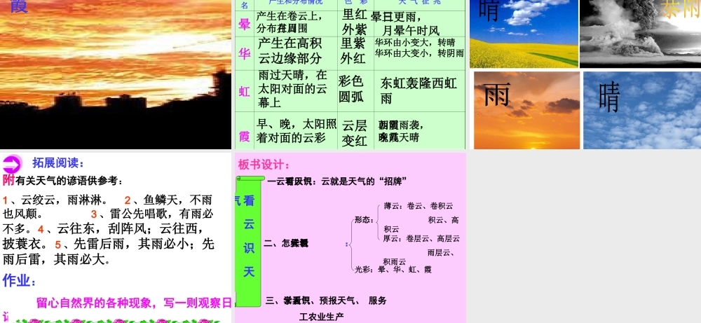 免费下载人教版初中语文七年级上册7上《看云识天气》课件