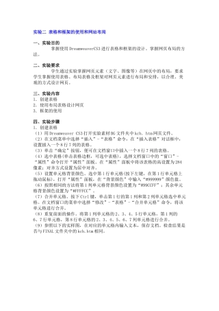 表格和框架的使用和网站布局