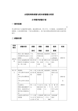 小学数学学科示范性网络研计划