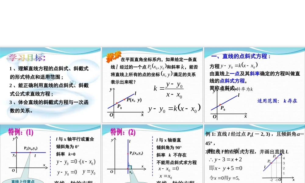 直线的点斜式方程课件人教版必修