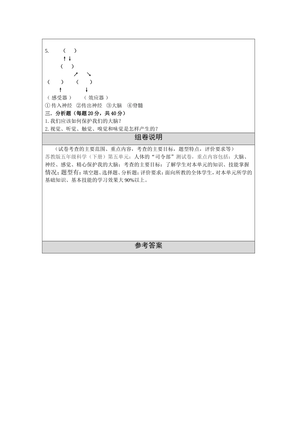 双向细目表和单元测试卷及组卷说明_第3页