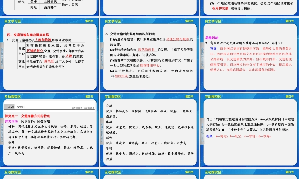 2013-2014高中地理34_交通运输布局及其对区域发展的影响_课件(湘教版必修2)