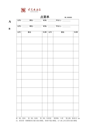 飞天大酒店点菜单