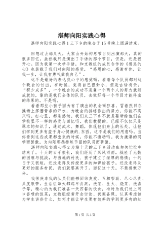 湛师向阳实践心得