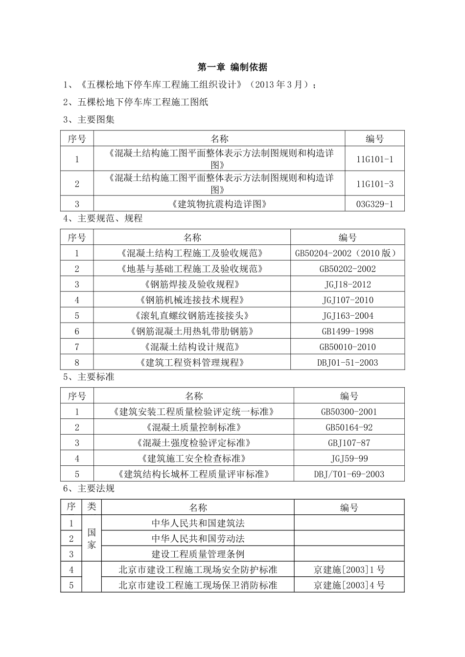 五棵松地下停车库工程(主体土建结构)-钢筋施工方案_第1页