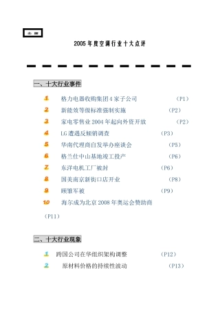 某年度空调家电行业的十大点评