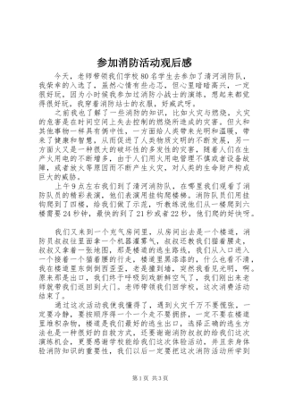 参加消防活动观后感