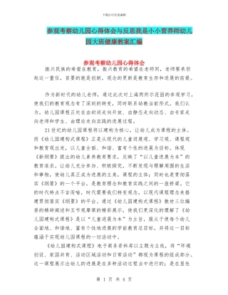 参观考察幼儿园心得体会与反思我是小小营养师幼儿园大班健康教案汇编