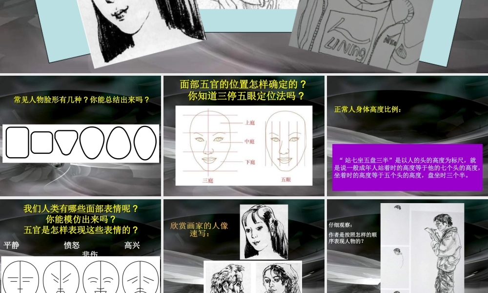 小学美术五年级上册《画人像》-人美版PPT课件