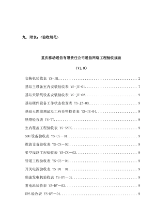 某公司通信网络工程验收规范