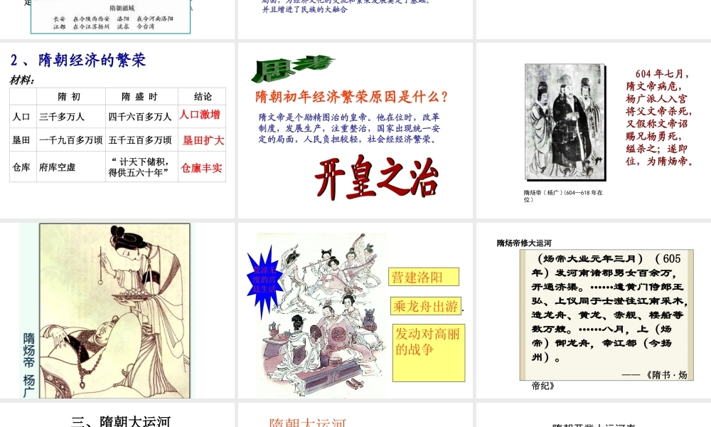 人教版七年级历史下册第1课繁盛一时的隋朝课件