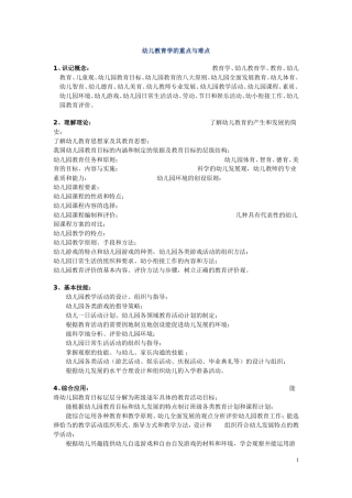 幼儿教育学的重点与难点