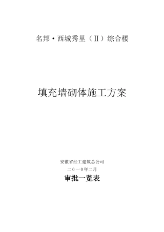 煤矸石空心砖砌体施工方案--改-1
