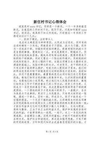 新任村书记心得体会