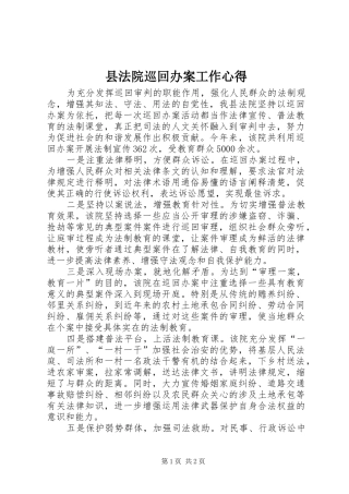 县法院巡回办案工作心得