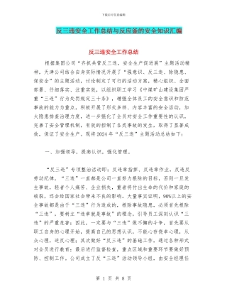 反三违安全工作总结与反应釜的安全知识汇编