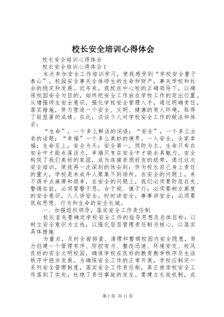 校长安全培训心得体会