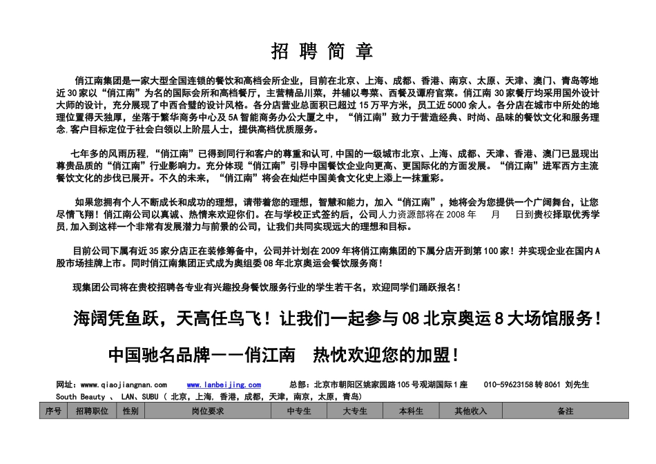 俏江南集团是一家大型全国连锁的餐饮和高档会所企业_第1页