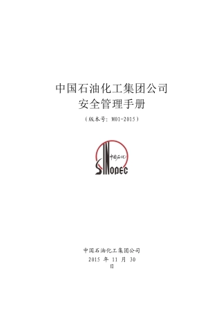 中国石油化工集团公司安全管理概述