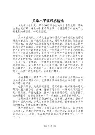 龙拳小子观后感精选