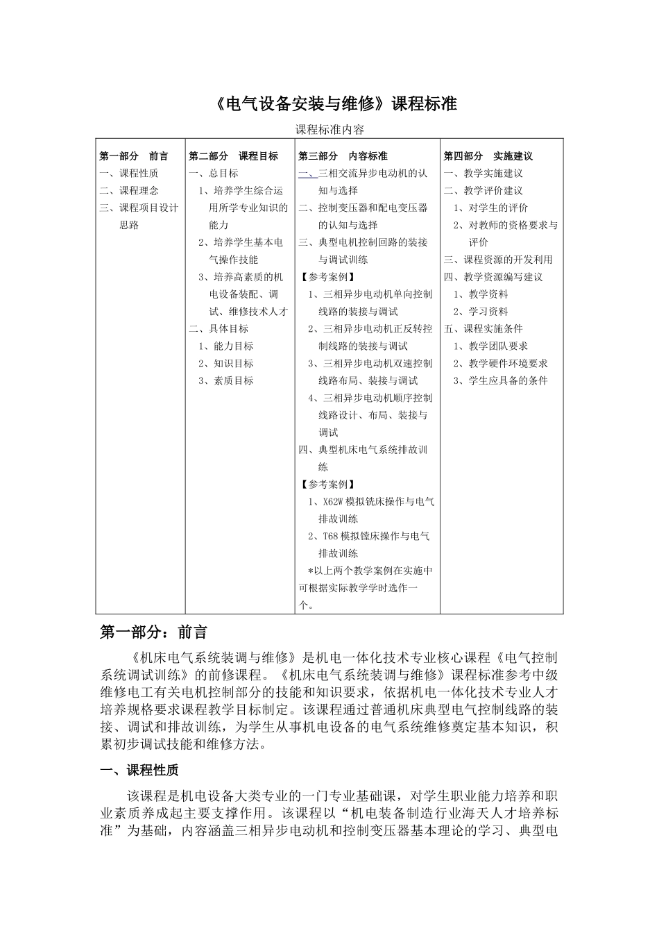 《电气设备安装与维修》课程标准(DOC34页)_第1页