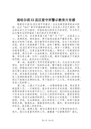 观哈尔滨XX县区看守所警示教育片有感