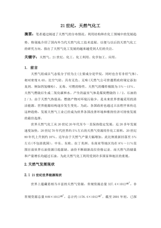 21世纪天然气化工发展