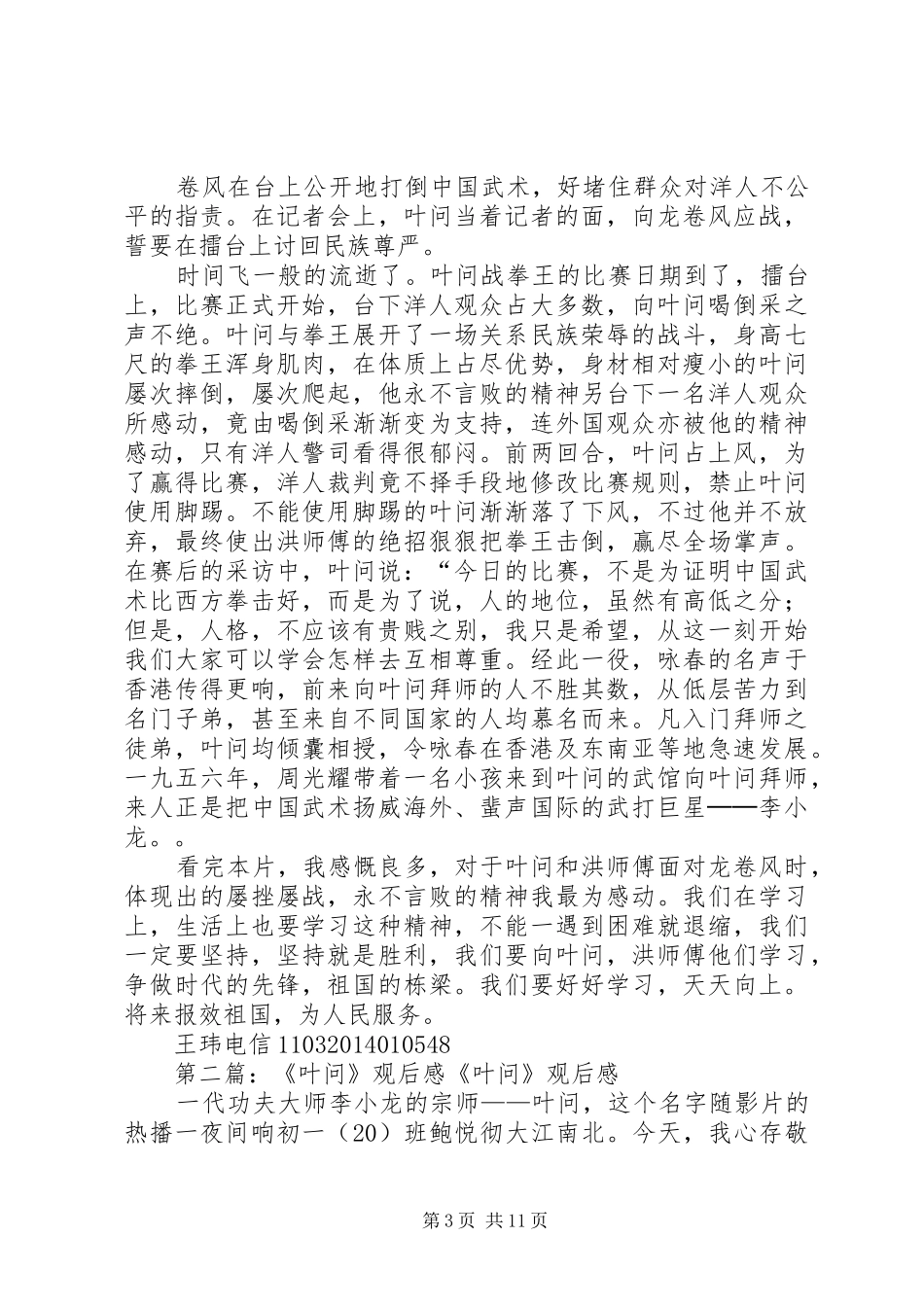 叶问观后感(精选多篇)_第3页