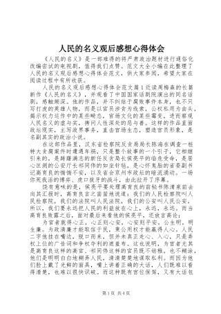 人民的名义观后感想心得体会