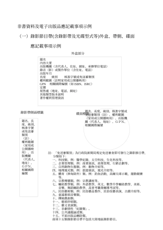 非书资料及电子出版品应记载事项示例