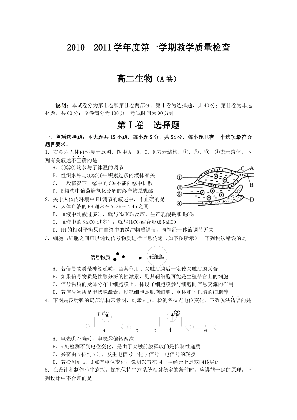 高二生物教学质量检查_第1页