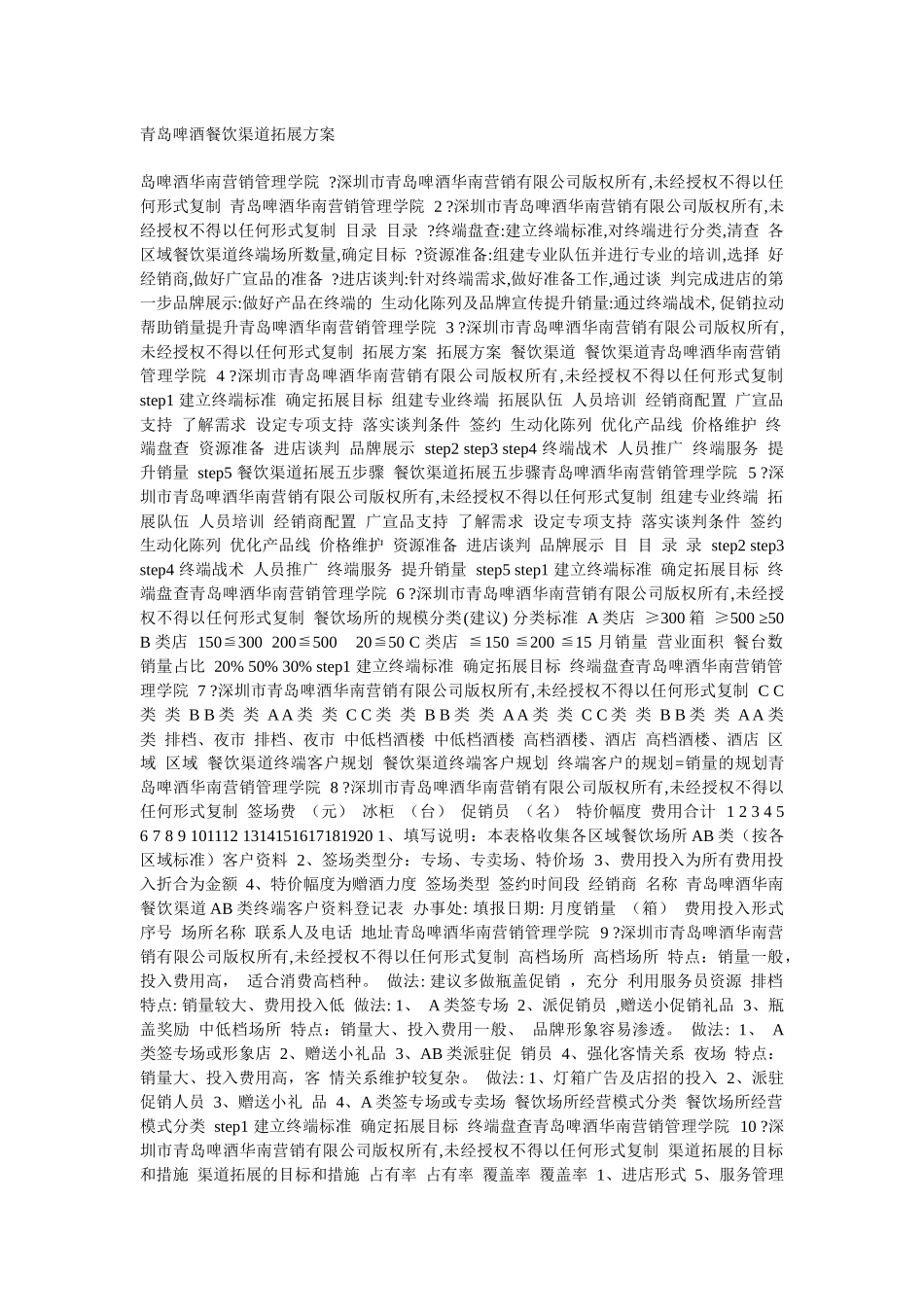 青岛啤酒餐饮渠道拓展方案_第1页