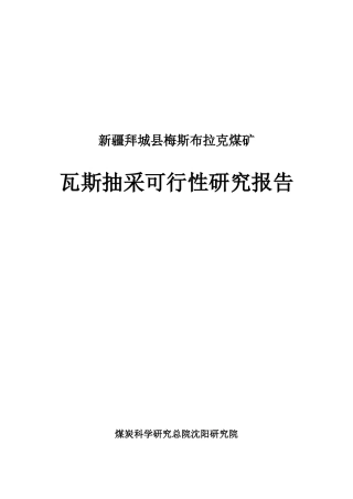 梅斯布拉克煤矿瓦斯抽放可行性研究报告XXXX0310