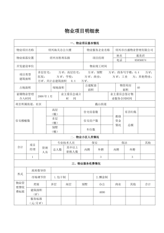 物业项目明细表