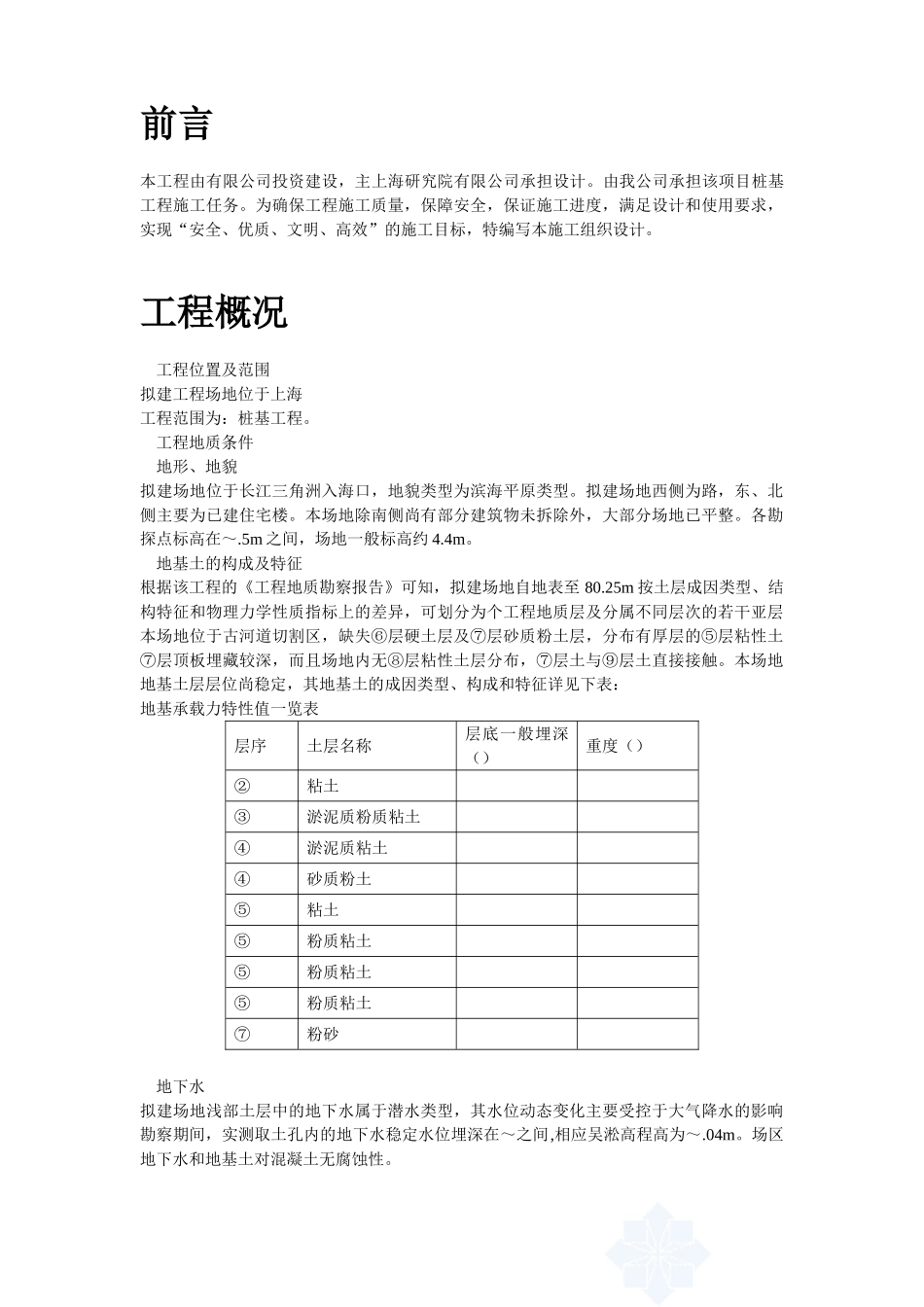 上海某phc桩基(全液压静力压桩)工程施工组织设计方案(DOC74页)_第2页