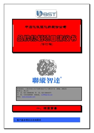 联众致达-中石化仪征化纤股份公司品牌规划项目建议书