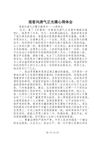 观看风清气正光碟心得体会