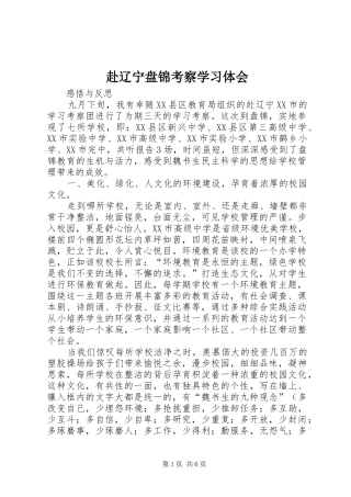 赴辽宁盘锦考察学习体会