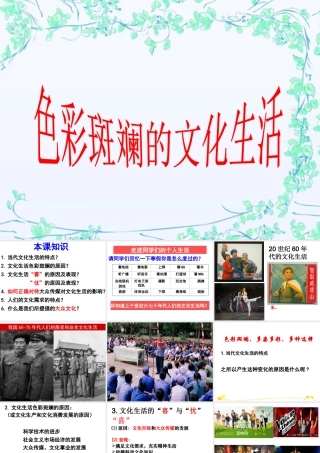 人教版必修三第八课第一框色彩斑斓的文化生活（共23张PPT）