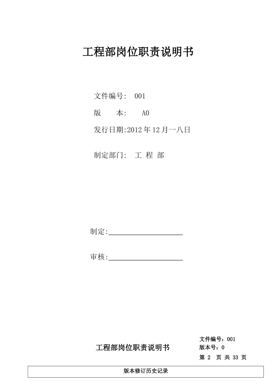 某电子有限公司工程部岗位职责说明书_第1页