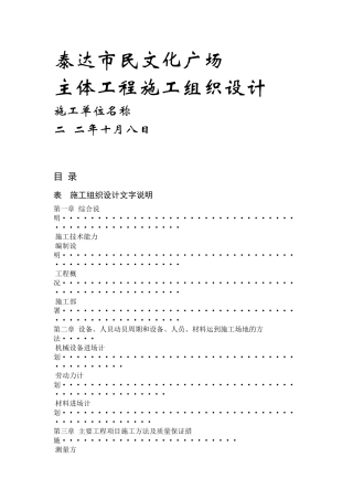 泰达市民文化广场工程施工组织设计方案
